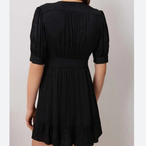 NWT Ba&Sh Daniela Short Sleeve Mini Dress Black Marbled Size 3 / Large $250 - Picture 3 of 11